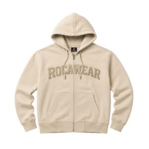 Rocawear Beige Hoodie featuring a warm neutral tone and relaxed streetwear aesthetic
